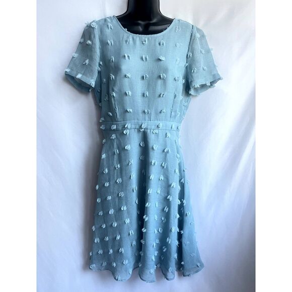 Anthropologie Sunday in Brooklyn Glenda Textured Dress Baby Blue Size M Flare - Picture 1 of 12